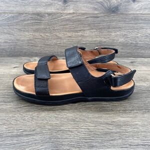 Strive Kona Sandals Women 5.5/6 Black Leather Orthotic Triple Strap Slingback